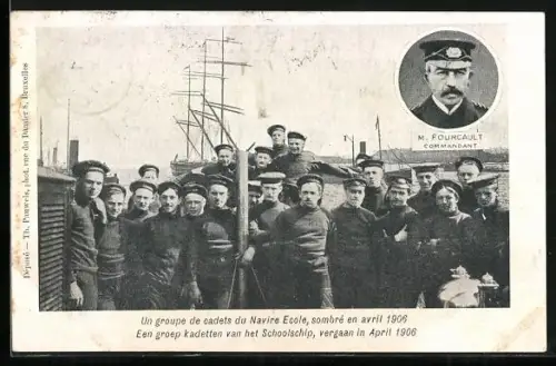 AK Un groupe de cadets du Navire Ecole 1906, Commandant M. Fourcault