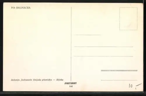 AK Passagierschiff PB Dalmacija auf See