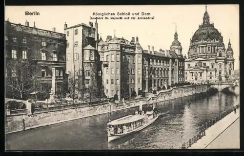 AK Berlin, Königliches Schloss & Dom, Ausfahrt Sr. Majestät auf der Alexandria