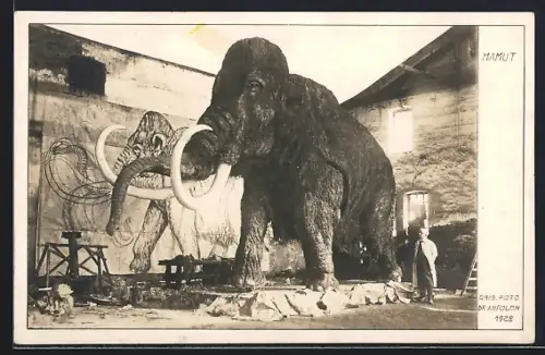 AK Mamut, Modell in Originalgrösse an einer Ausgrabungsstelle