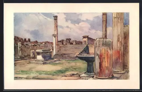 Künstler-AK Pompei, Tempio d`Apollo