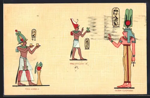 AK King Ahmès II, King Ptolemy IV. and Queen Cleopatra
