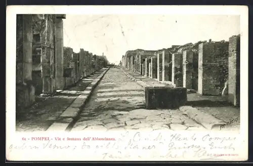 AK Pompei, Via e fontana dell `Abbondanza