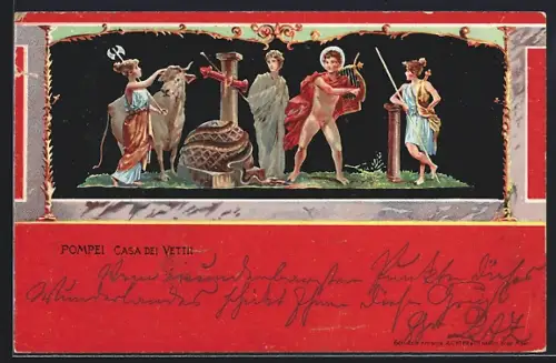AK Pompei, Casa dei Vettii, Apollo Vincitore del Serpente Pitone
