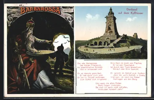 AK Kyffhäuser, Barbarossa, Kaiser-Wilhelm I. Denkmal, Märchen