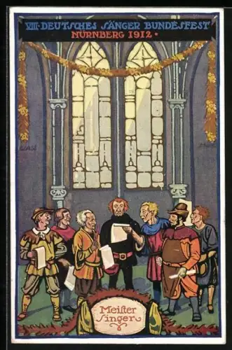 Künstler-AK Nürnberg, VIII. Deutsches Sängerfest 1912, Die Meistersinger