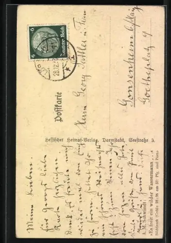 AK Es freit ein wilder Wassermann, die Pinzessin und der Wassermann, Schattenriss