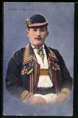 AK Kroatischer Mann in Tracht, Hrvatska narodna nosnia
