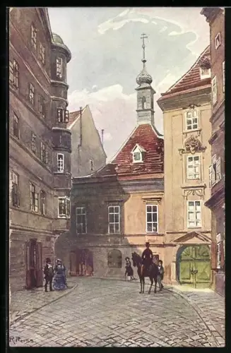 Künstler-AK Rudolf Preuss: Wien, Blick in die Schönlaterngasse