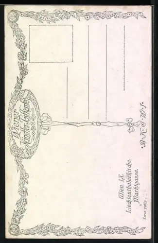 Künstler-AK Wien IX, Liechtenthalerkirche in der Marktgasse