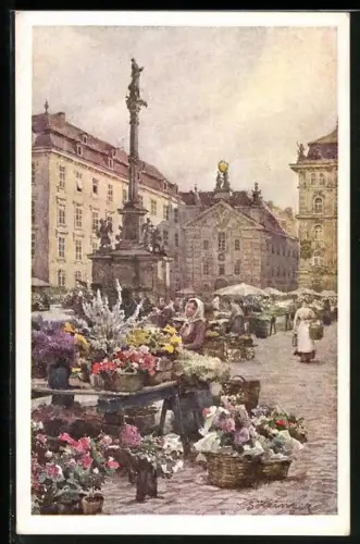 Künstler-AK Hans Götzinger: Wien, Am Hof, Blumenmarkt