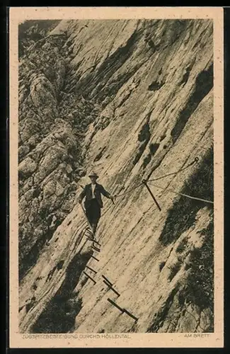 AK Bergsteiger bei der Zugspitzbesteigung am Brett