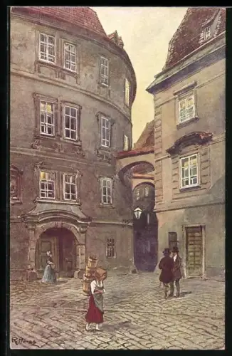 Künstler-AK Rudolf Preuss: Partie in der Wiener Griechengasse