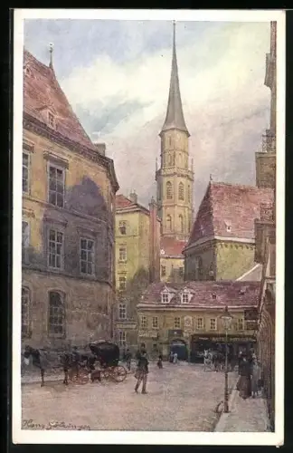 Künstler-AK Hans Götzinger: Wien, Die Michaelerkirche