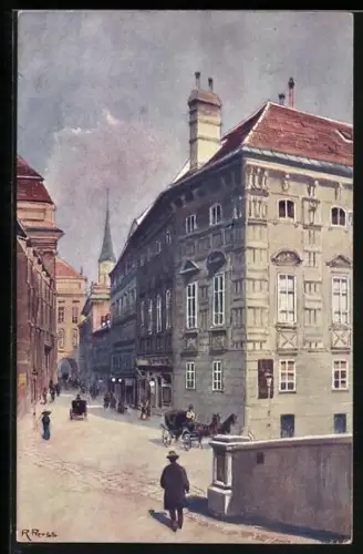Künstler-AK Rudolf Preuss: Wien, Augustinerstrasse mit Blick zur Augustinerkirche