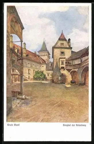 Künstler-AK Erwin Pendl: Rosenburg, Burghof