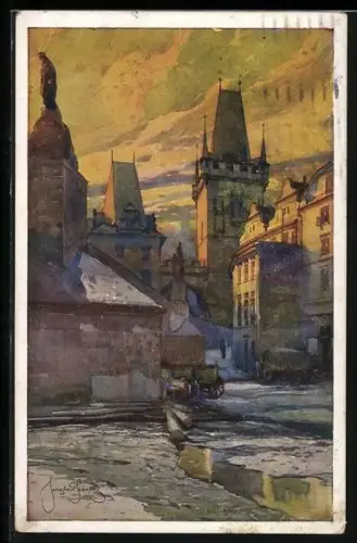 Künstler-AK Jaroslav Setelik: Praha / Prag, Mostni malostranske zakouti