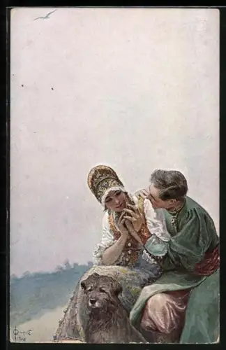 Künstler-AK S. Solomko: L`Entretien, Liebespaar