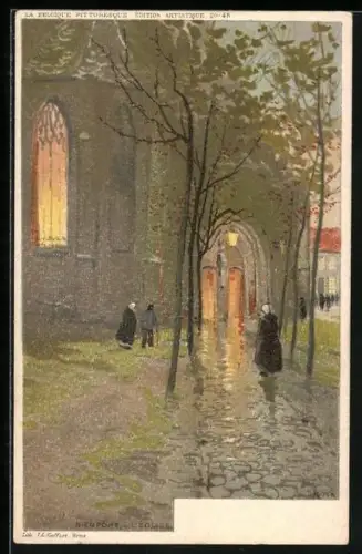 Künstler-AK Nieuport, L`Église