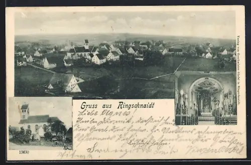 AK Ringschnait, Aussen- und Innenansicht der Kirche, Ortsansicht