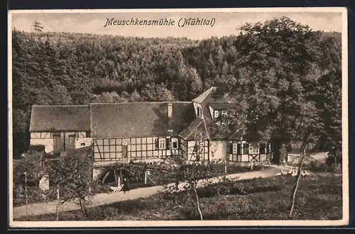 AK Weissenborn, Meuschkensmühle im Mühltal, Gasthaus von P. Gäbler