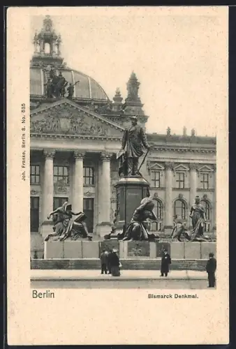 AK Berlin, Bismarck Denkmal mit Besuchern