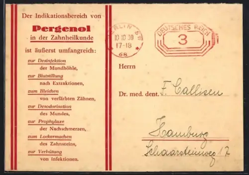 AK Berlin, Korrespondenzkarte Byk-Gulden-Werk, Reklame für Pergenol