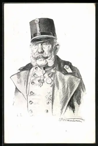 Künstler-AK Portrait des Kaiser Franz Josef I. von Österreich in Uniform