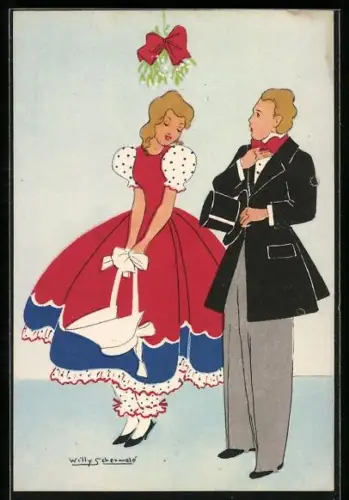 Künstler-AK Willy Schermele: Eleganter Herr mit einer Dame