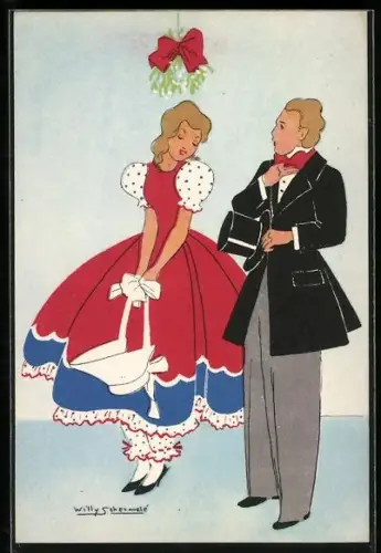 Künstler-AK Willy Schermele: Eleganter Herr mit einer Dame