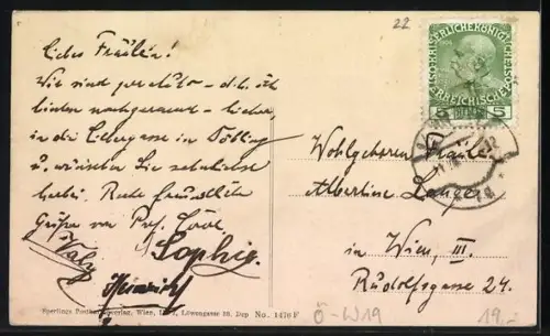 AK Wien, Dionysius-Andrassystrasse mit Turmgebäuden und Alleebäumen