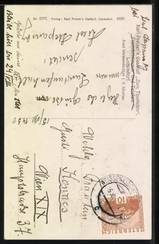 AK Weinzierl am Walde, Lobendorf, Karl Preisers Gasthof Zum Touristen, Kuranstalt Burg Hartenstein