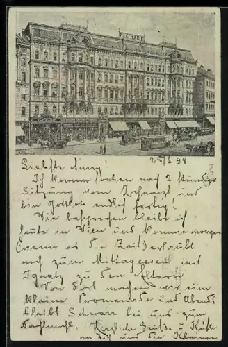Lithographie Wien, Hutfabrikant Habig, Wiedner Hauptstrasse 15–17