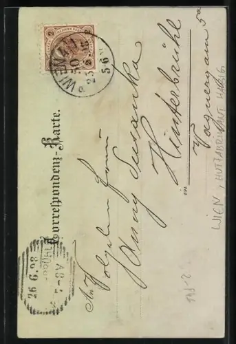 Lithographie Wien, Hutfabrikant Habig, Wiedner Hauptstrasse 15–17