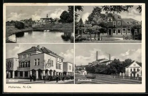 AK Hohenau an der March, Zuckerfabrik, Arbeiterheim, Rathaus