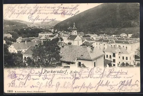 AK Purkersdorf /N.-Oe., Ortsansicht über die Dächer