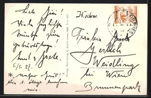 AK Fulpmes, Ortspartie am Karwendelgebirge