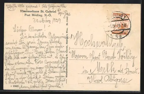 AK Mödling /N.-Ö., Heil. Geist Kirche, Missionshaus St. Gabriel