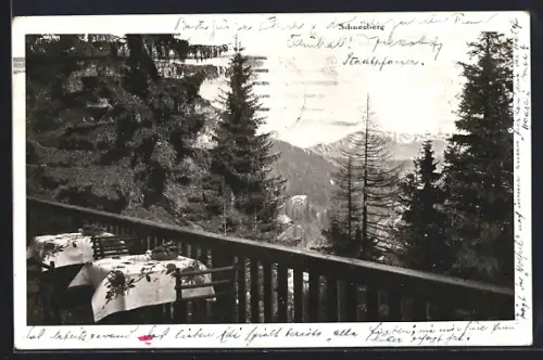 AK Semmering, Hotel-Pension Einsiedelei, Bes. Anton Wais, Fernsicht von der Terrasse