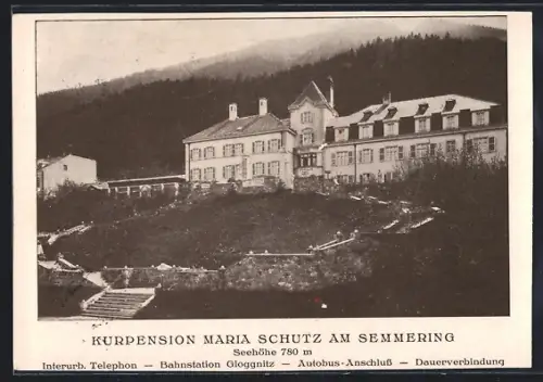 AK Semmering, Kurpension Maria Schutz mit Treppenaufgang