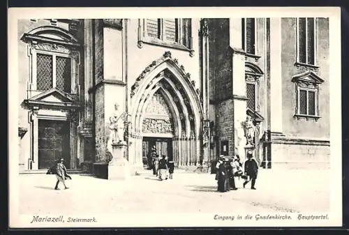 AK Mariazell /Steiermark, Eingang in die Gnadenkirche, Hauptportal