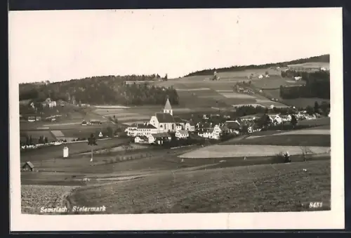 AK Semriach /Steiermark, Ortsansicht über die Felder hinweg