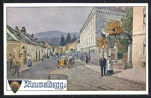 AK Wien, Neuwaldegg, Teilansicht mit Gasthaus zum Hirschen, Deutscher Schulverein