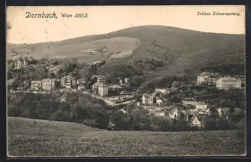 AK Wien, Dornbach, Schloss Schwarzenberg und Blick ins Tal