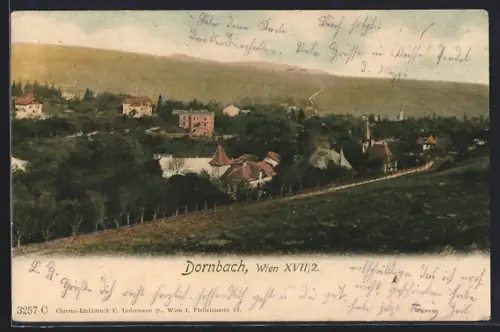 AK Wien, Dornbach, Landstrassenpartie vom Hang aus gesehen