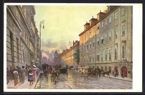 Künstler-AK Ludwig Hans Fischer: Wien, Blick auf die Alserstrasse, Pferdegespann