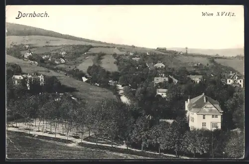 AK Wien, Dornbach, Ortsansicht aus der Vogelschau