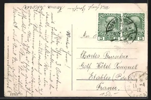 AK Wien, Dornbach, Ortsansicht aus der Vogelschau