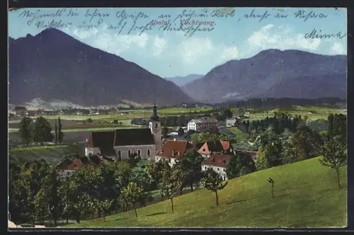 AK Viechtwang /Almtal, Talblick mit Bergpanorama