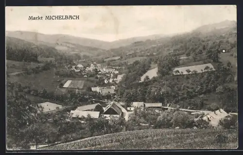 AK Michelbach /N.-Oe., Gesamtansicht mit Fernblick aus der Vogelschau